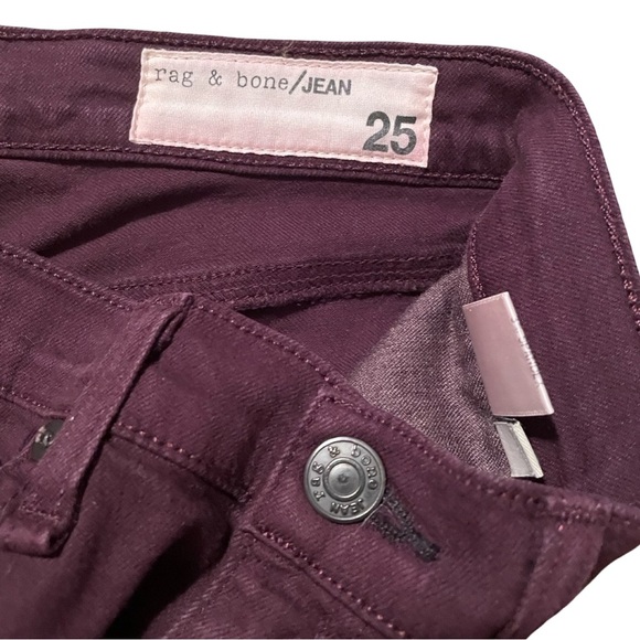 rag & bone Women's Burgundy/ Wine Skinny Jeans Size 28 (Tag says 25) - Picture 5 of 8